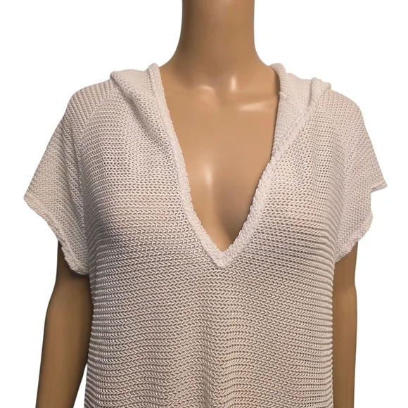 Jordan Taylor White Mesh Hooded Swim Cover-Up Size L - Picture 2 of 10